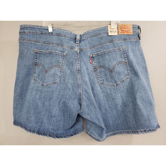 NEW Levis Blue Mid Length Mid Rise Classic Denim Shorts Size 24W Distressed - Picture 4 of 5